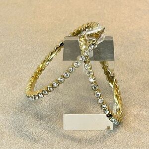 Nine West Gold-tone Cubic zirconia crystal rhinestone hoop earrings